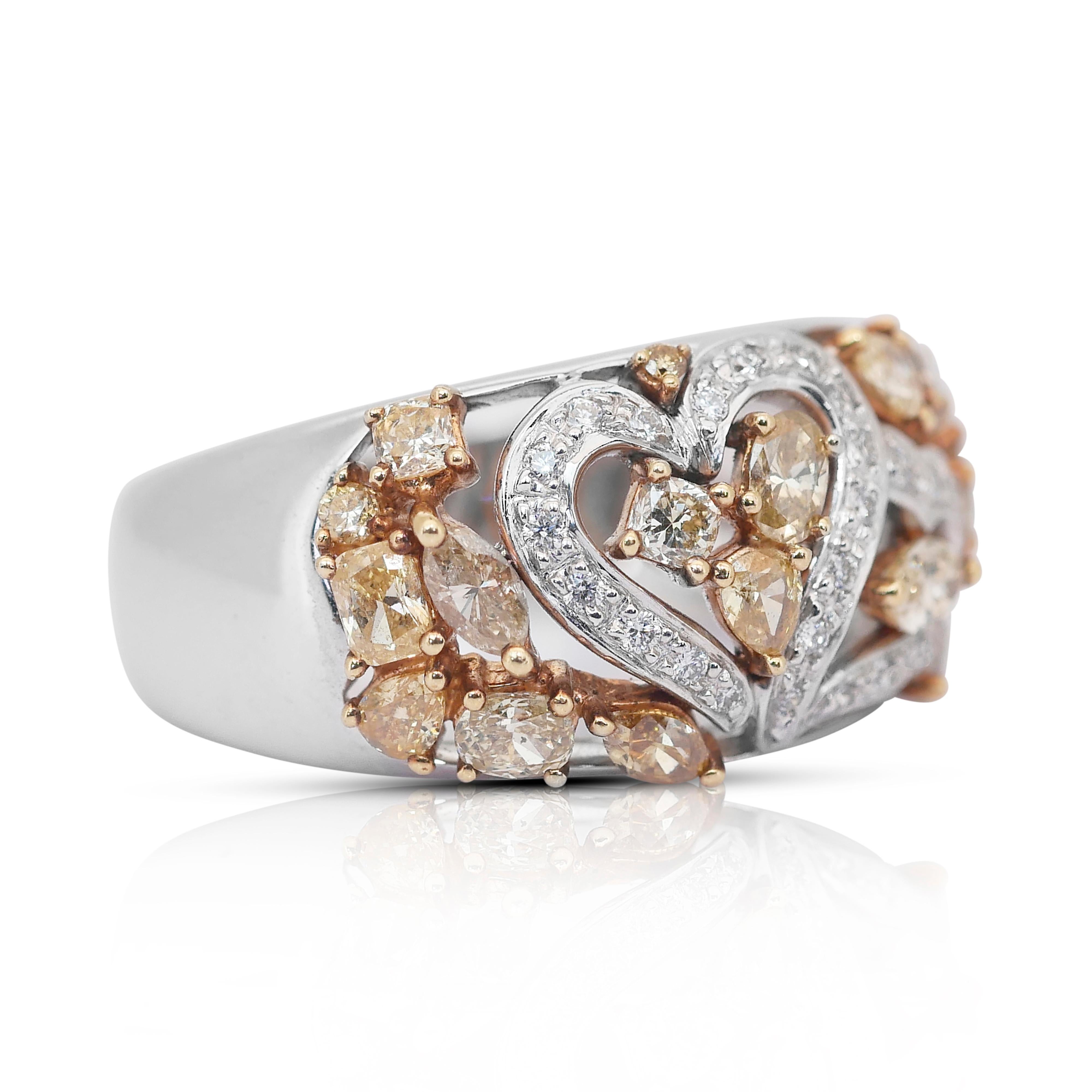 Round Cut Captivating 2.55ct Diamonds Cocktail Ring in 18k White and Yellow Gold