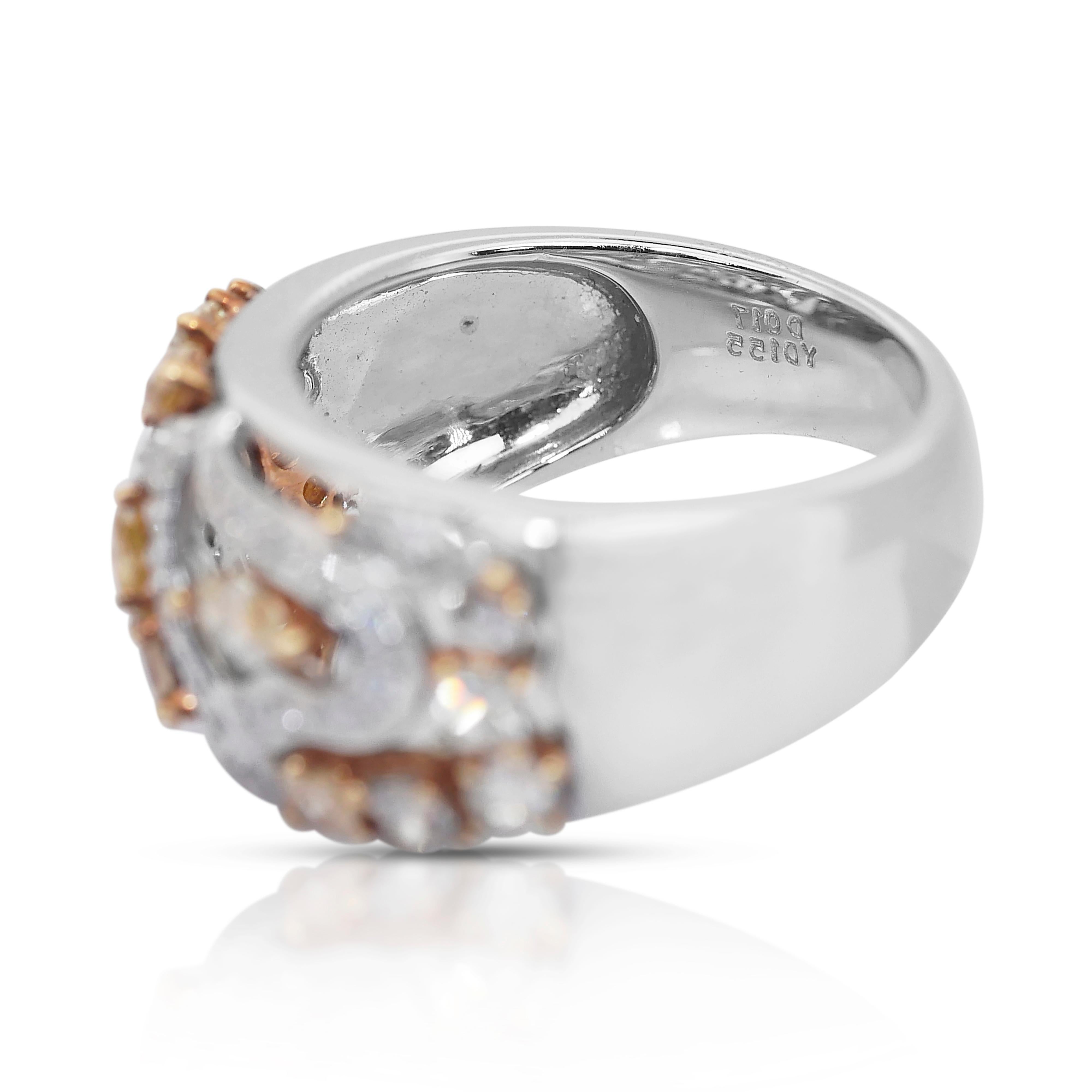 Women's Captivating 2.55ct Diamonds Cocktail Ring in 18k White and Yellow Gold