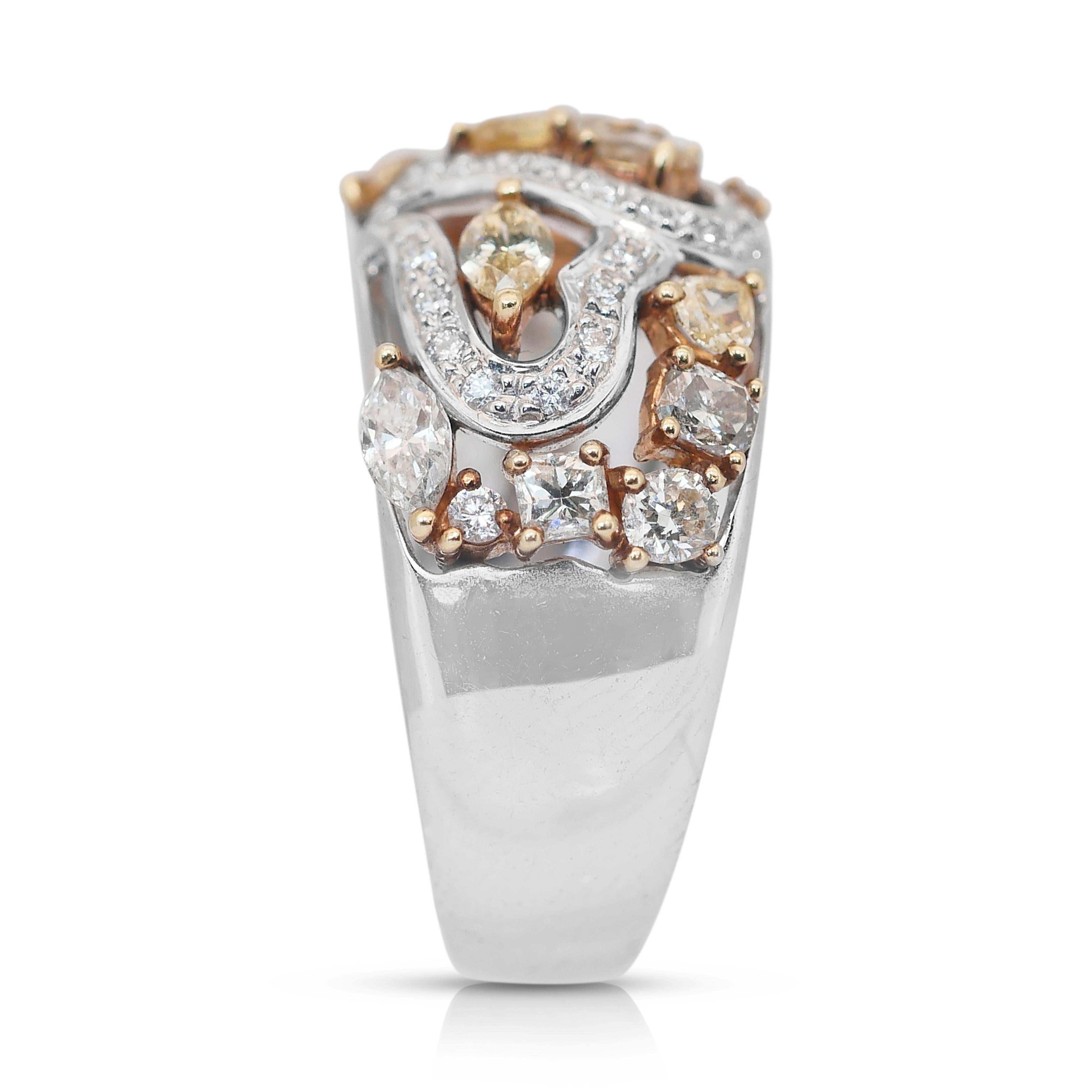 Captivating 2.55ct Diamonds Cocktail Ring in 18k White and Yellow Gold 2
