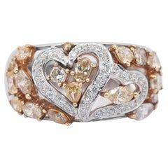 Captivating 2.55ct Diamonds Cocktail Ring in 18k White and Yellow Gold