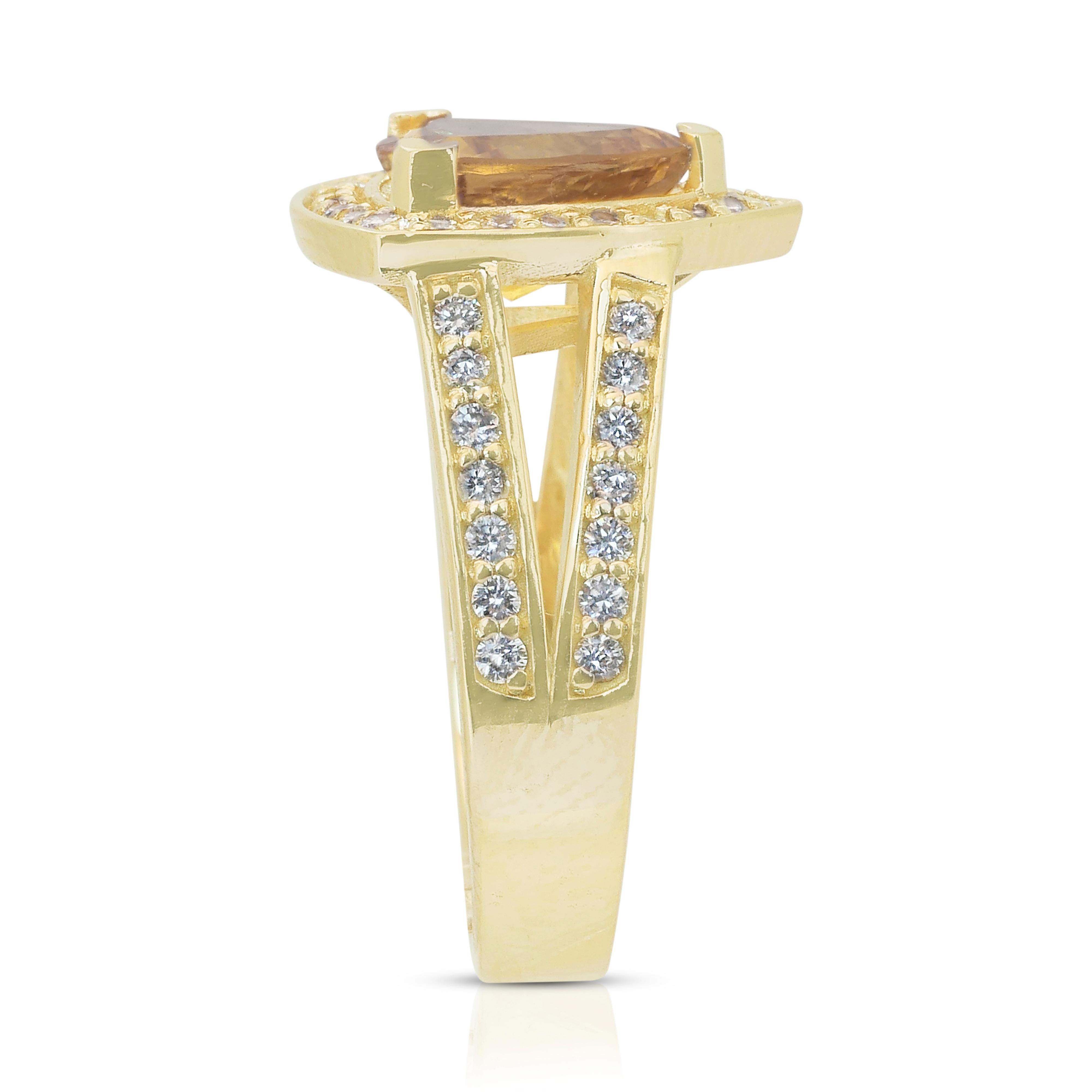 Captivating 2.61ct Beryl and Diamonds Cocktail Ring in 14k Yellow Gold - GIA For Sale 2