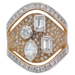 Accattivante anello da cocktail con 3,03 carati di diamanti in oro giallo 14k - certificato IGI