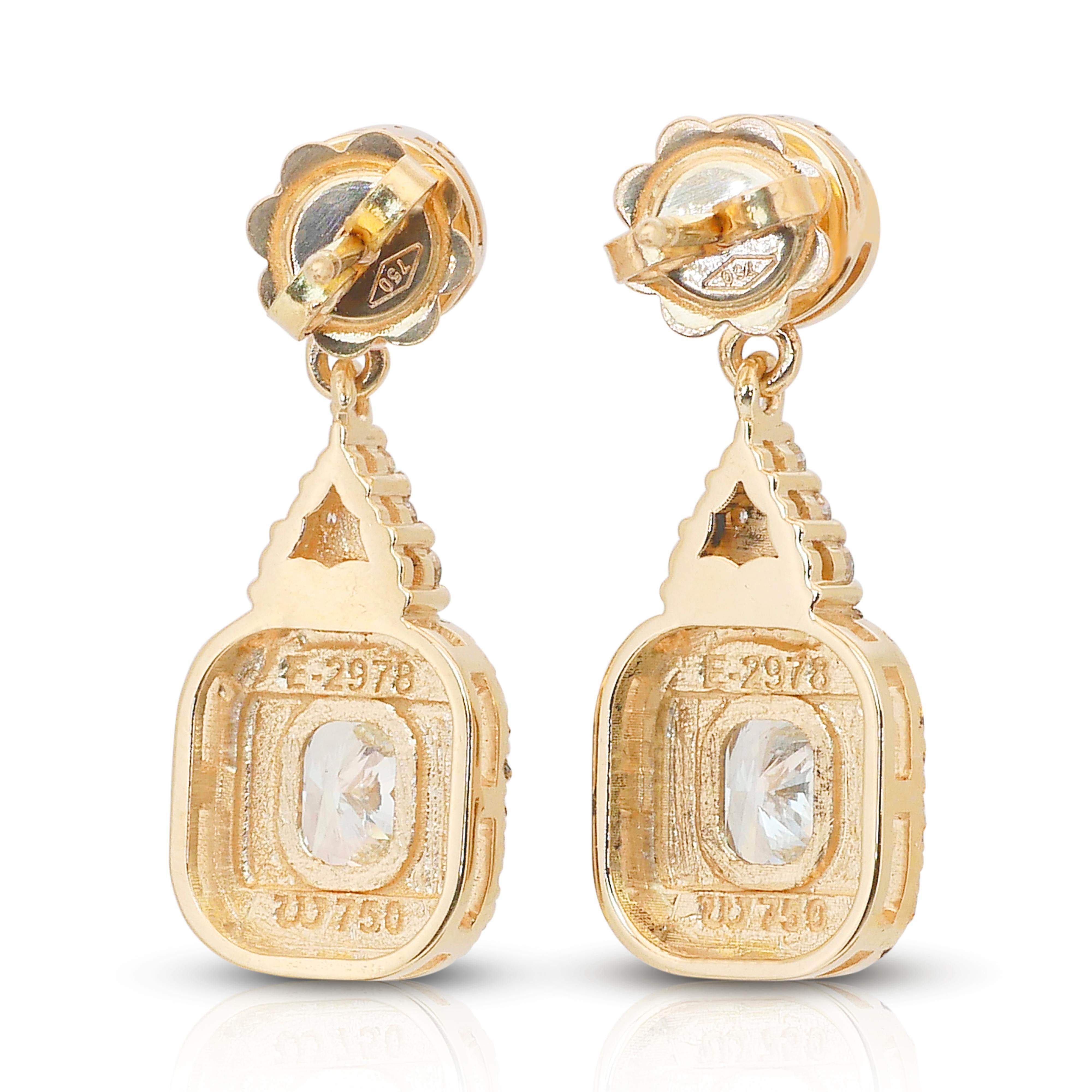 Cautivadores Pendientes de Gota de Diamantes de 3,28ct en Oro Amarillo de 18k - Certificado IGI en venta 2