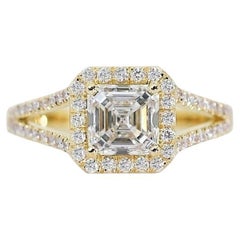 Captivating 3.29ct Diamonds Halo Ring in 18k Yellow Gold - GIA Certified