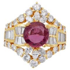 Captivating 3.94ct Rubellite and Diamonds Cocktail Ring in 18k Yellow Gold