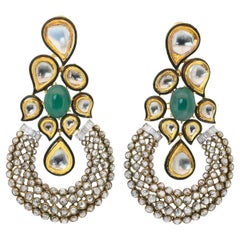 Captivating 40.21ct Emeralds and Diamonds Drop Earrings in 18k Yellow Gold - IGI