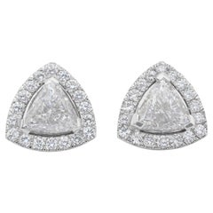 Cautivadores Pendientes Triangulares de Oro Blanco de 18k con Diamantes de 4,30 ct - Certificados por IGI