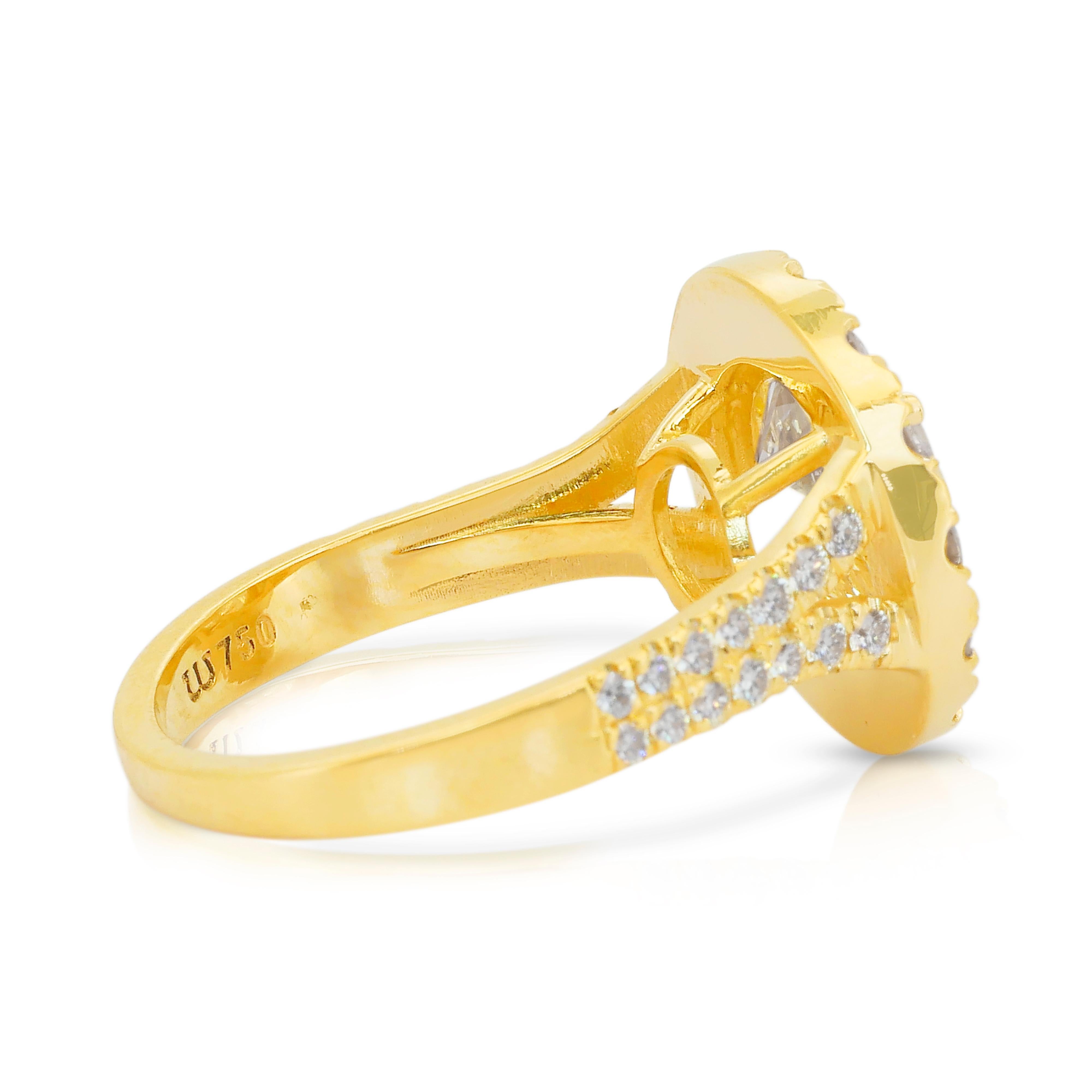 Cautivador Anillo Halo de Diamantes de 4,56 ct en Oro Amarillo de 18k - Certificado IGI Corte redondo en venta