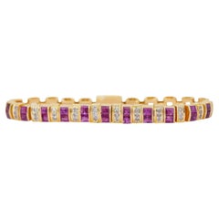 Captivant bracelet en or jaune 18 carats avec rubis et diamants de 5,36 carats