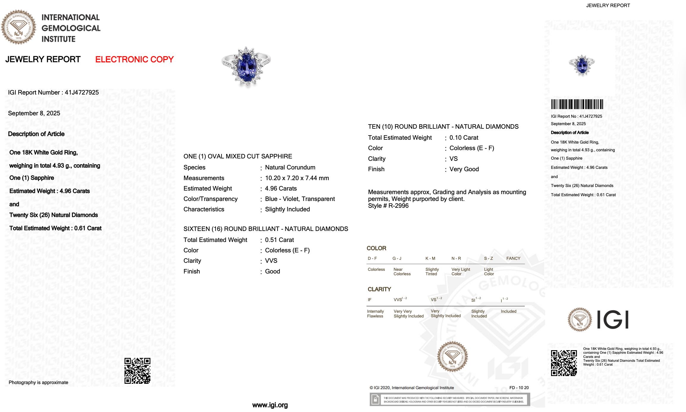 De las mujeres Captivating 5.57ct Sapphire and Diamonds Cluster Ring in 18k White Gold en venta
