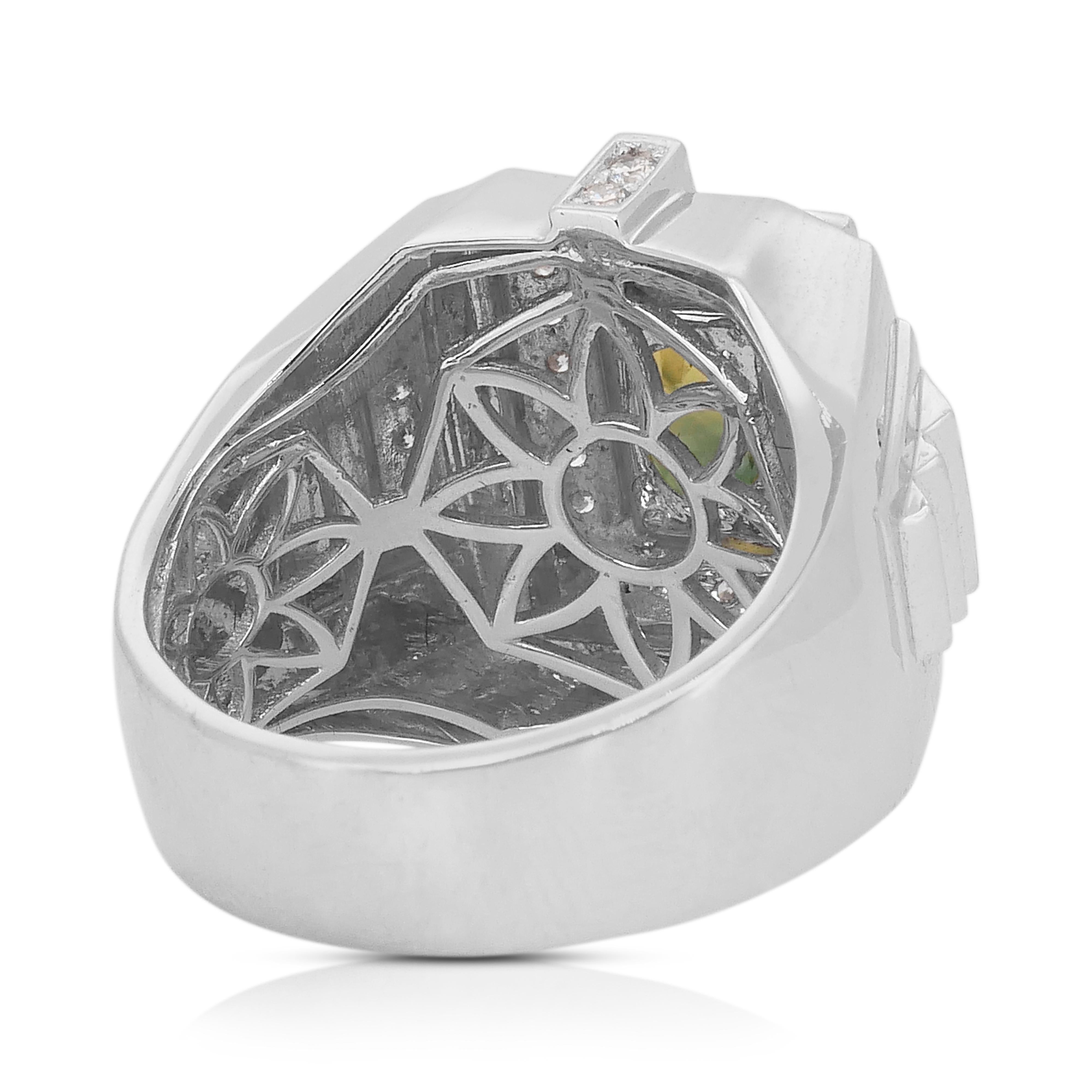 Donna Accattivante anello da cocktail con zaffiro e diamanti da 5,60 carati in oro bianco 14k in vendita