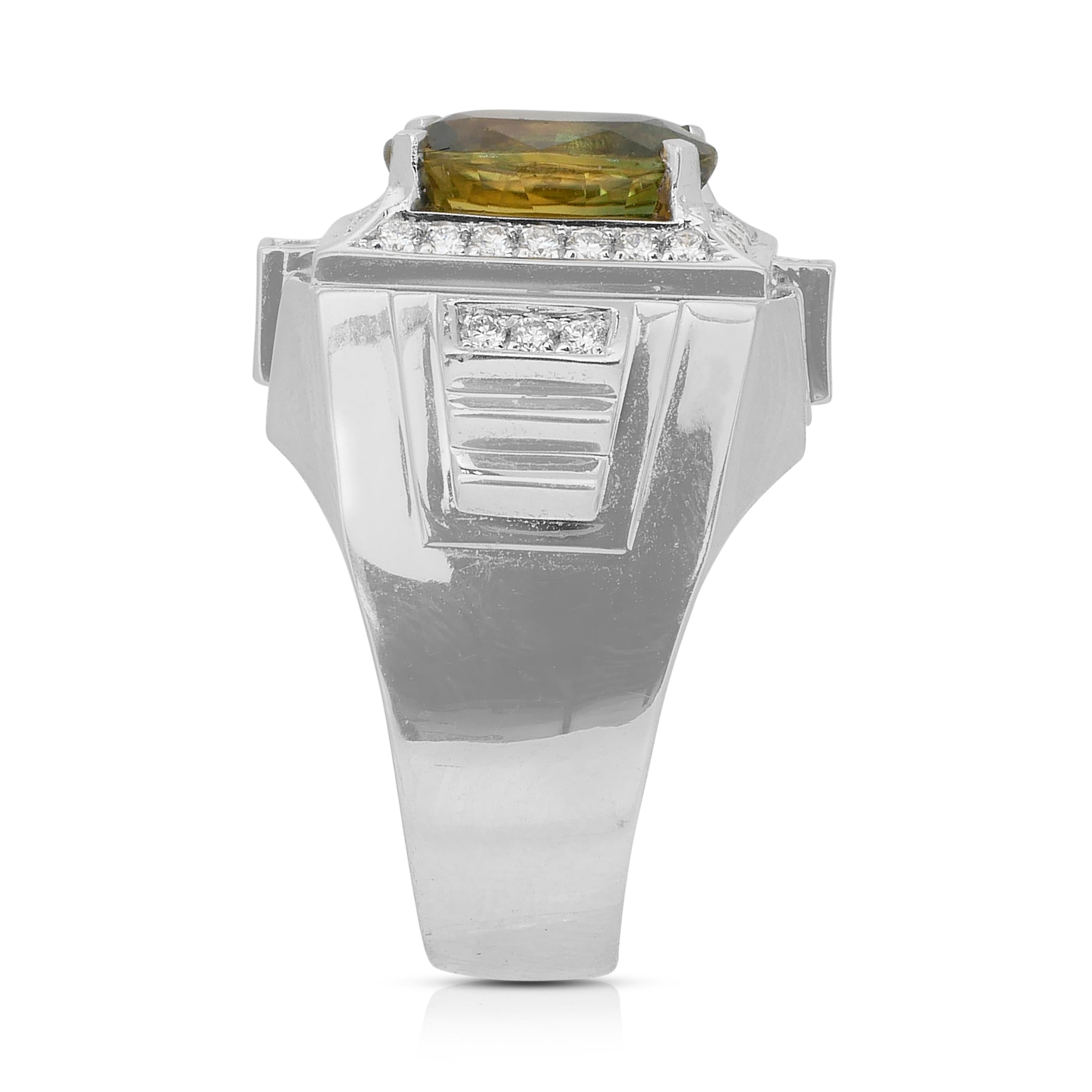 Accattivante anello da cocktail con zaffiro e diamanti da 5,60 carati in oro bianco 14k in vendita 2