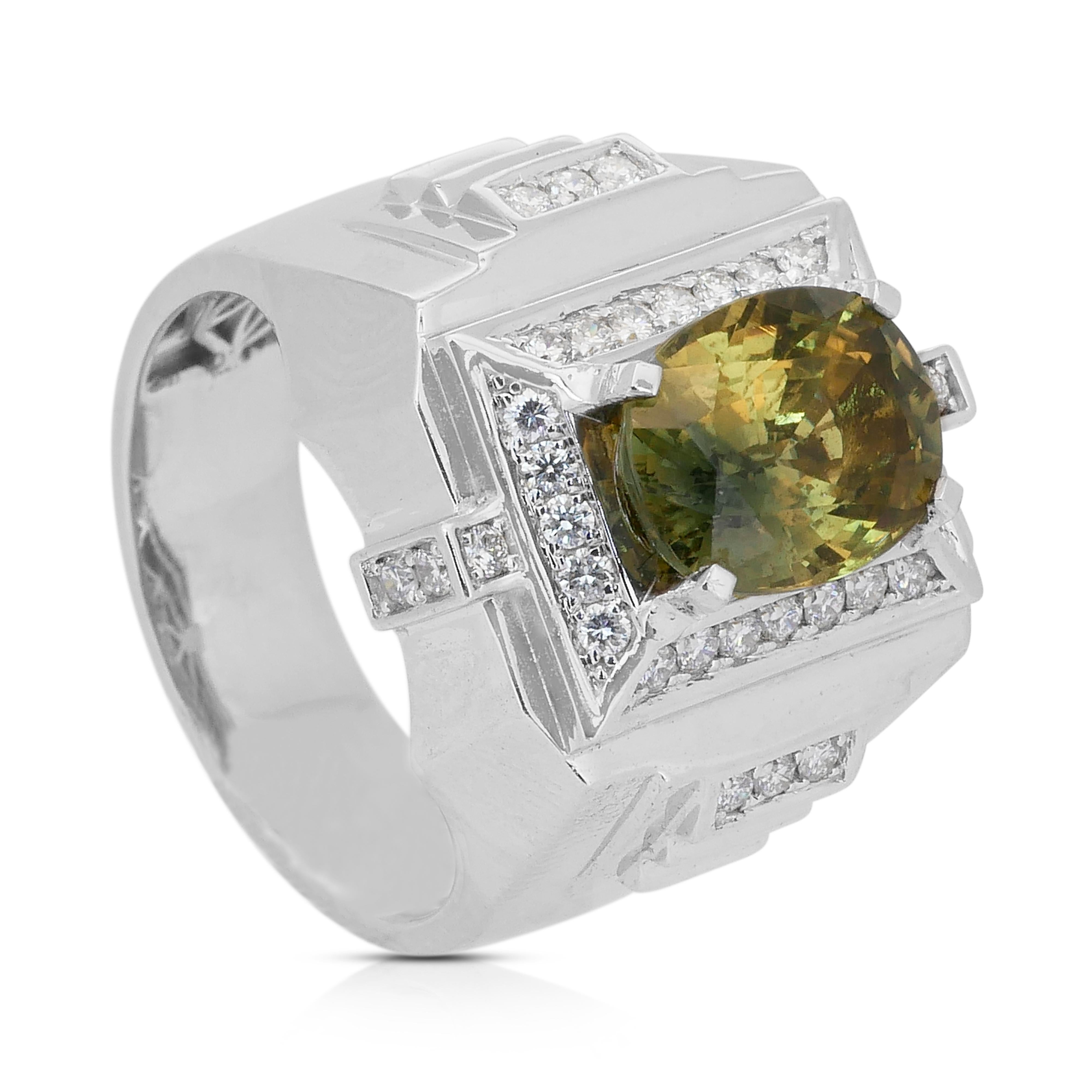 Accattivante anello da cocktail con zaffiro e diamanti da 5,60 carati in oro bianco 14k in vendita 3