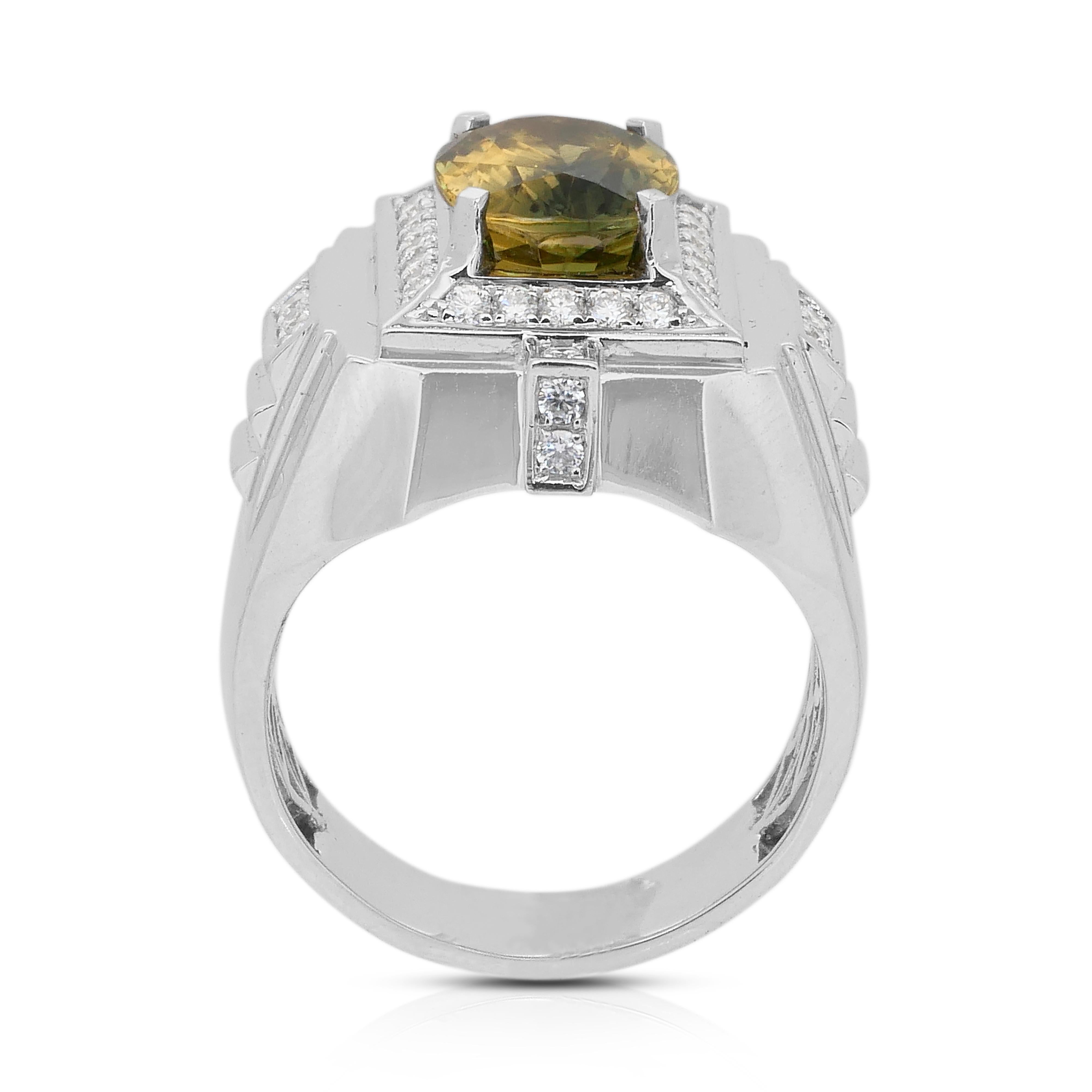 Accattivante anello da cocktail con zaffiro e diamanti da 5,60 carati in oro bianco 14k in vendita 4