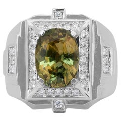 Bezaubernder Cocktailring aus 14 Karat Weißgold mit 5,60 Karat Saphir und Diamanten