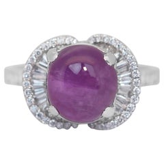 Captivating 5.75ct Ruby and Diamonds Cluster Ring in 18k White Gold