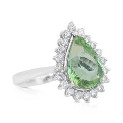 Captivating 6.01ct Tourmaline and Diamonds Cluster Ring in 18k White Gold - GIA