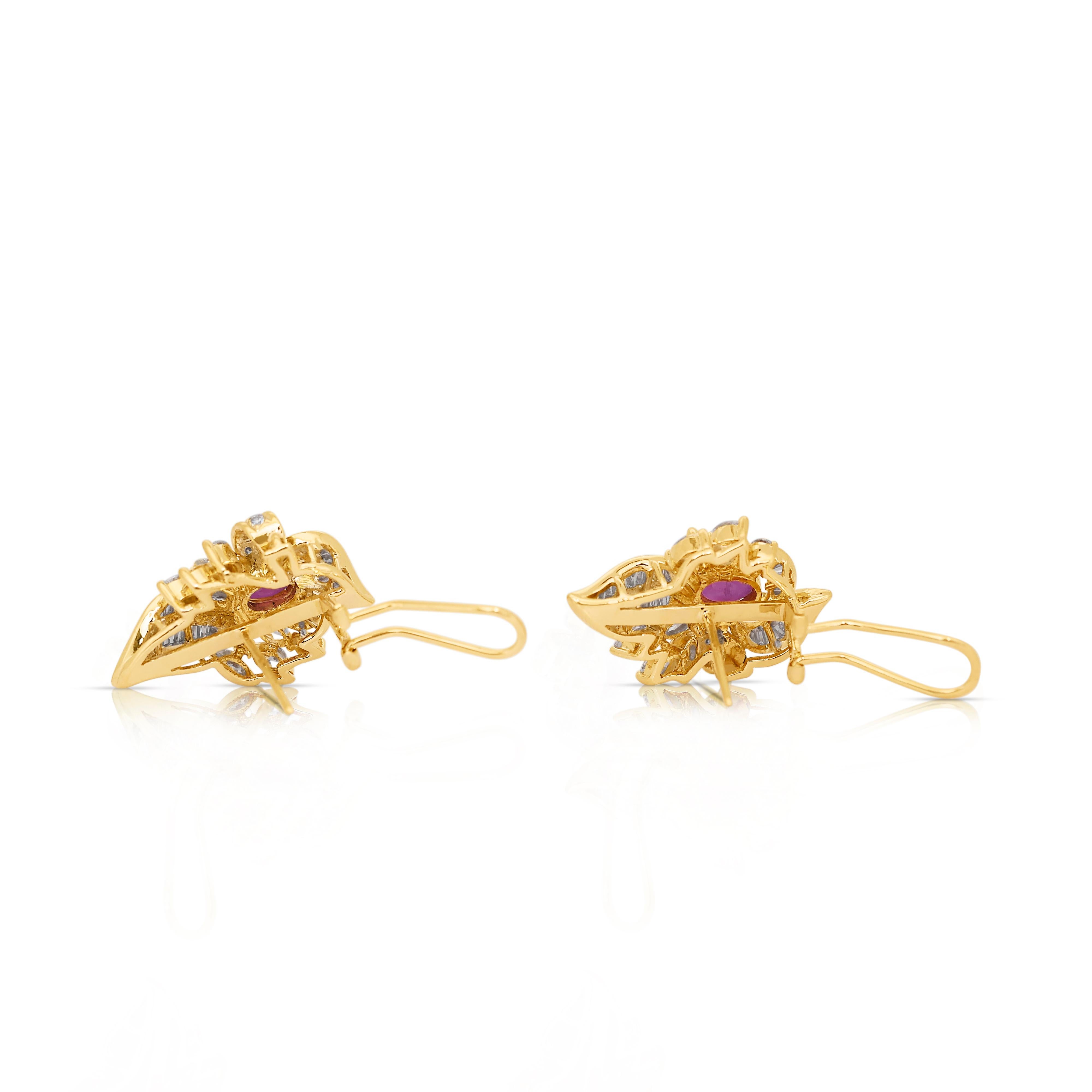 Captivating 6.12ct Rubies and Diamonds Earrings in 18k Yellow Gold 2