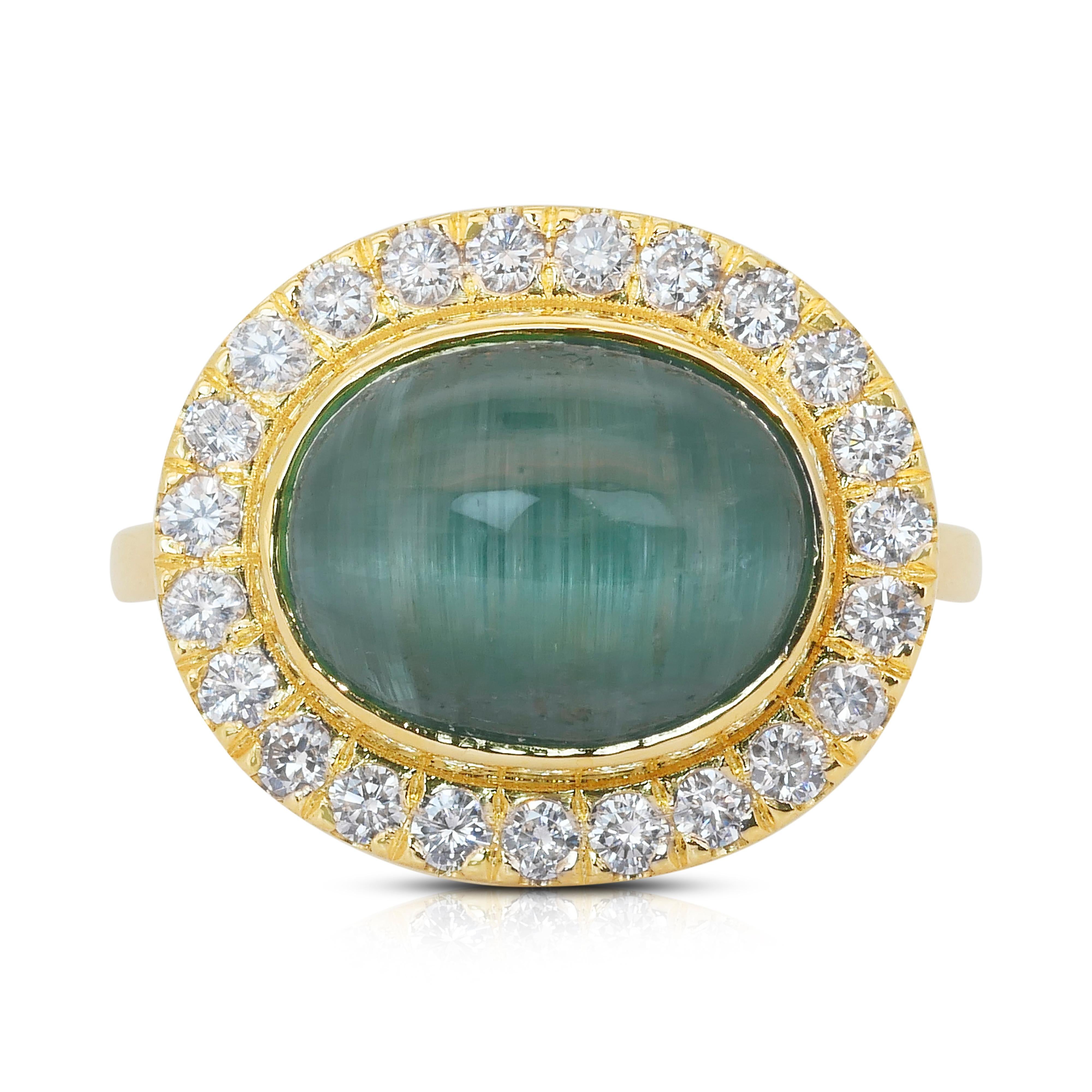 Captivant bague cocktail en or jaune 18 carats avec tourmaline de 7,82 carats et diamants en vente 5