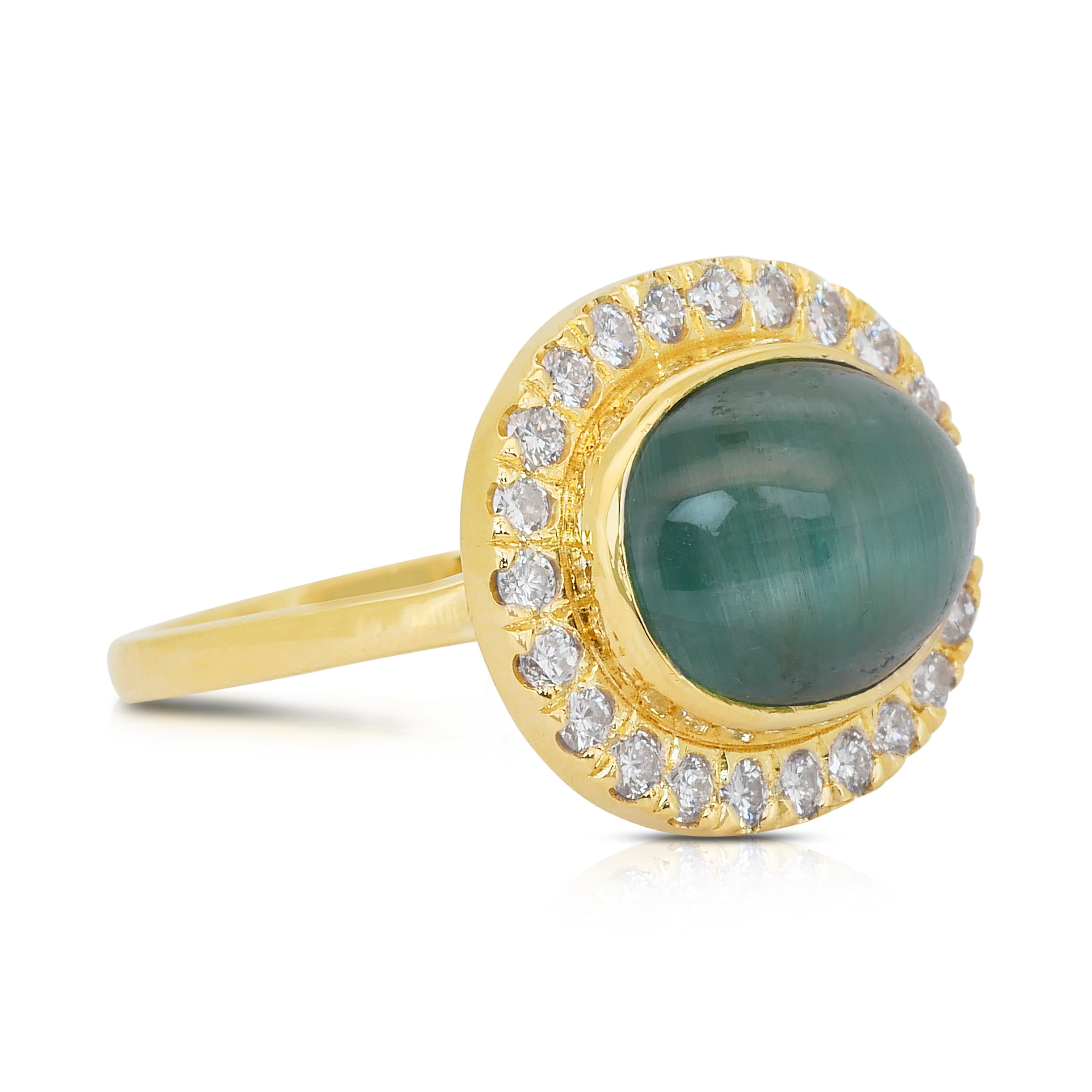 Captivant bague cocktail en or jaune 18 carats avec tourmaline de 7,82 carats et diamants Neuf - En vente à רמת גן, IL