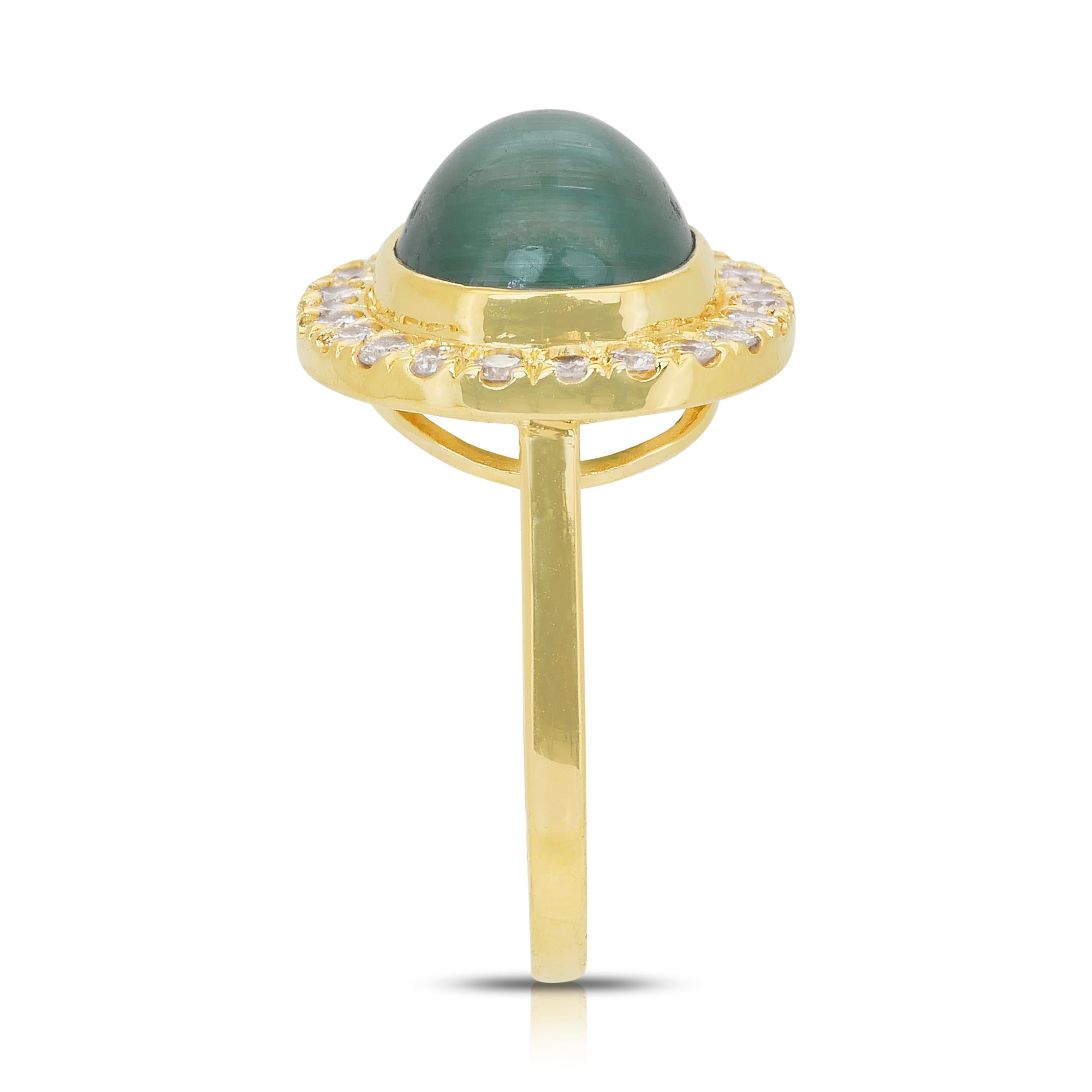 Captivant bague cocktail en or jaune 18 carats avec tourmaline de 7,82 carats et diamants en vente 2