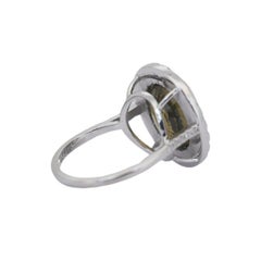 Accattivante anello a grappolo con crisoberillo e diamanti da 8,23 carati in oro bianco 14k - GIA