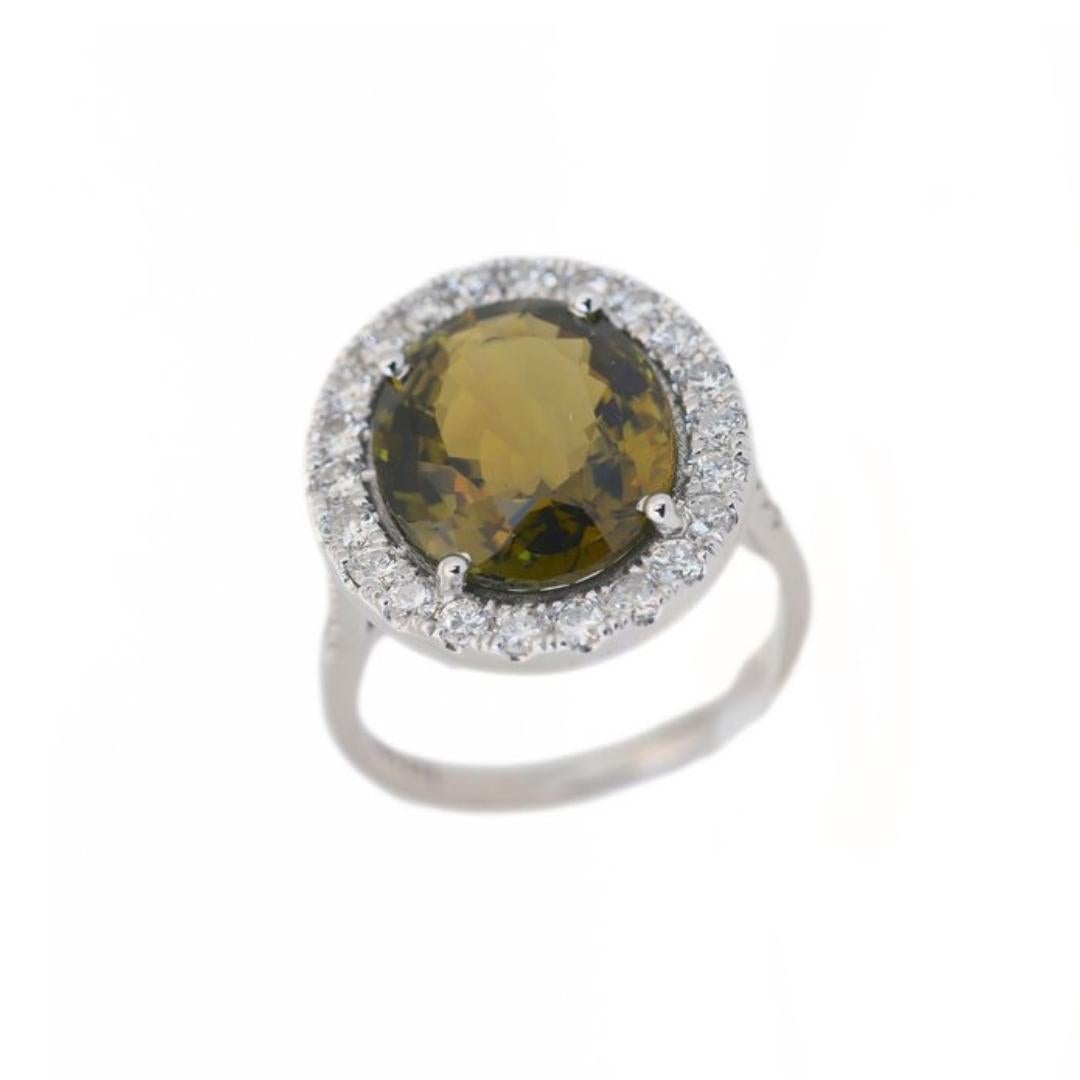 Captivant bague grappe de chrysobéryl 8,23 carats et diamants en or blanc 14 carats - GIA Neuf - En vente à רמת גן, IL
