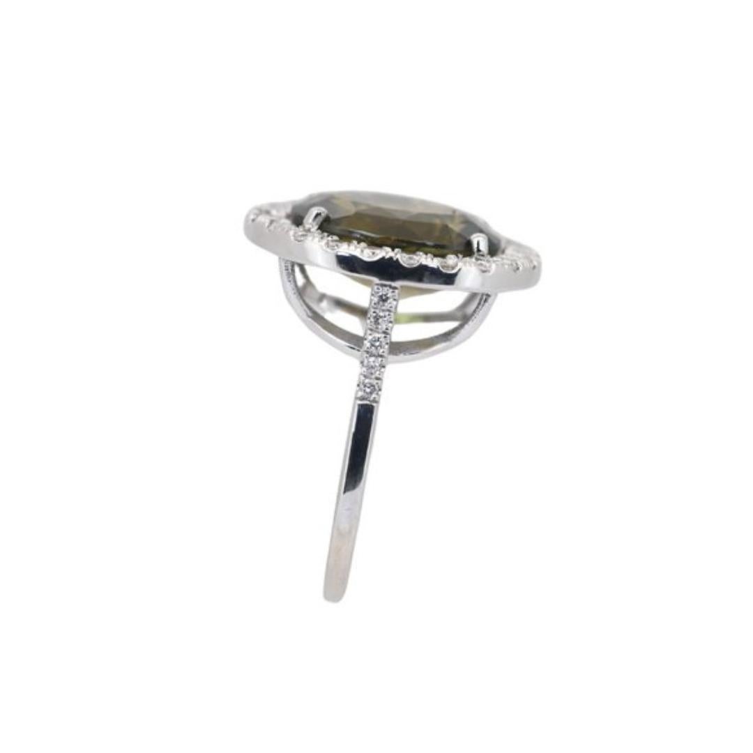 Captivant bague grappe de chrysobéryl 8,23 carats et diamants en or blanc 14 carats - GIA en vente 2