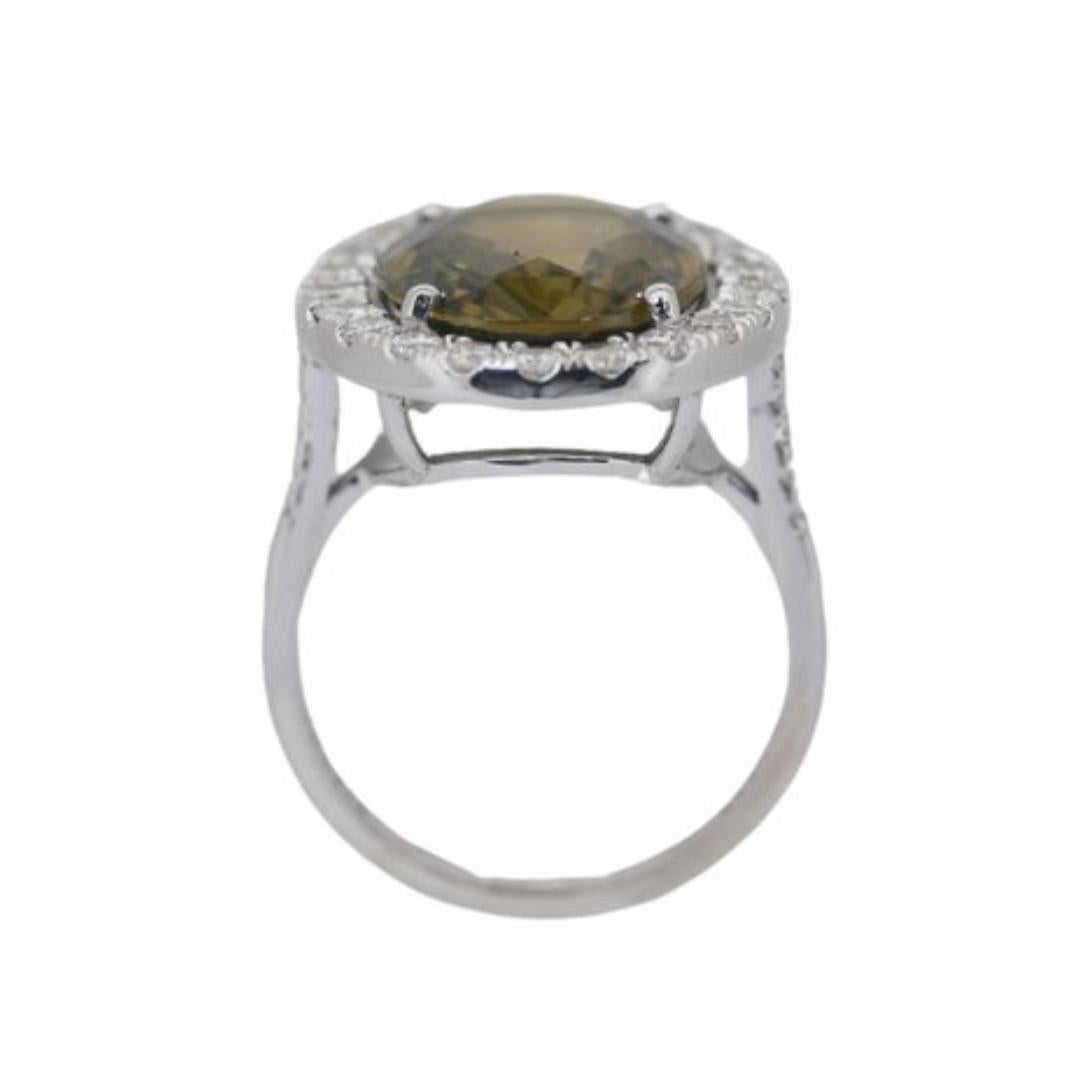Captivant bague grappe de chrysobéryl 8,23 carats et diamants en or blanc 14 carats - GIA en vente 3
