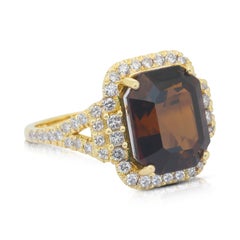 Captivating 8.88ct Tourmaline and Diamonds Cocktail Ring in 18k Yellow Gold
