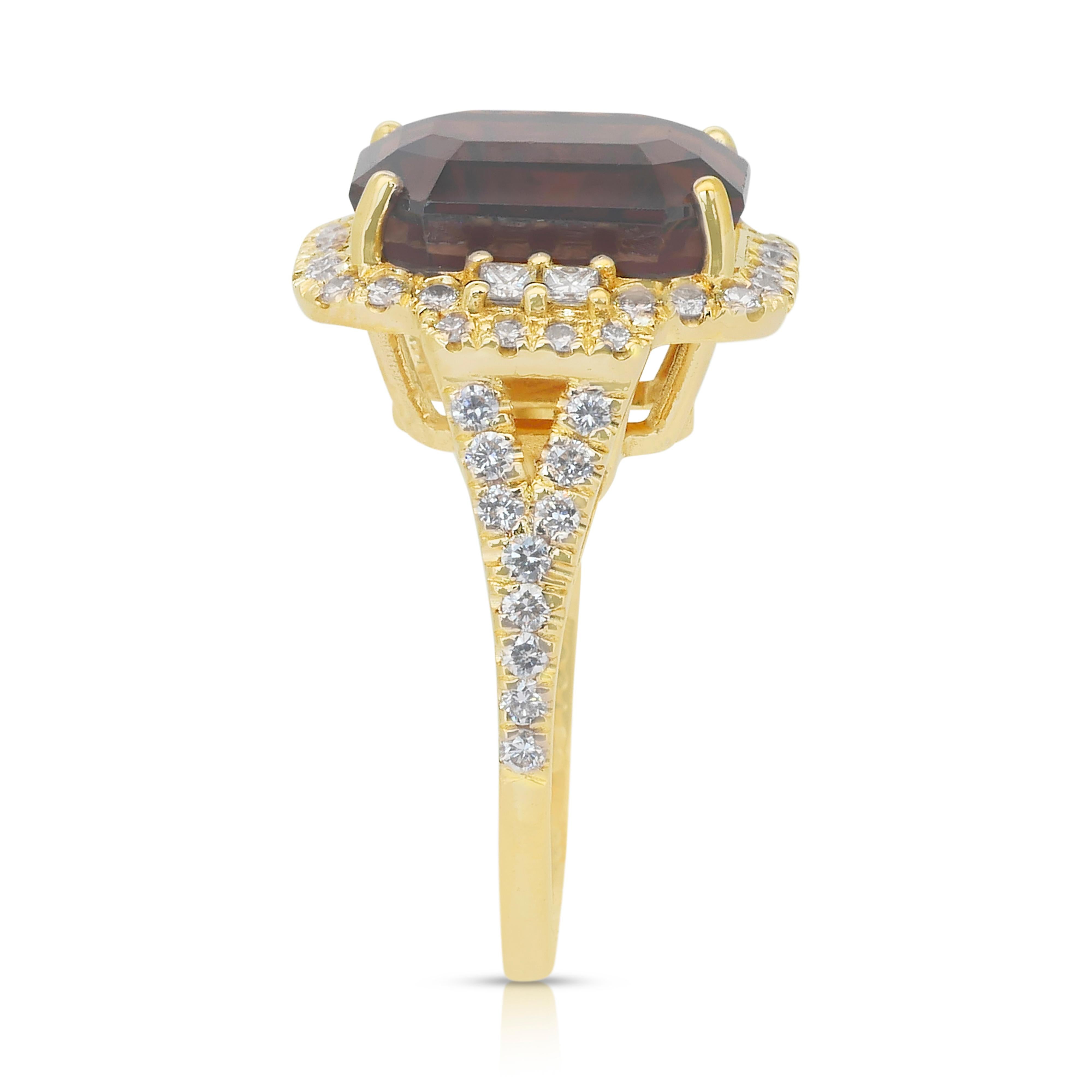 Captivant bague cocktail en or jaune 18 carats avec tourmaline de 8,88 carats et diamants en vente 1