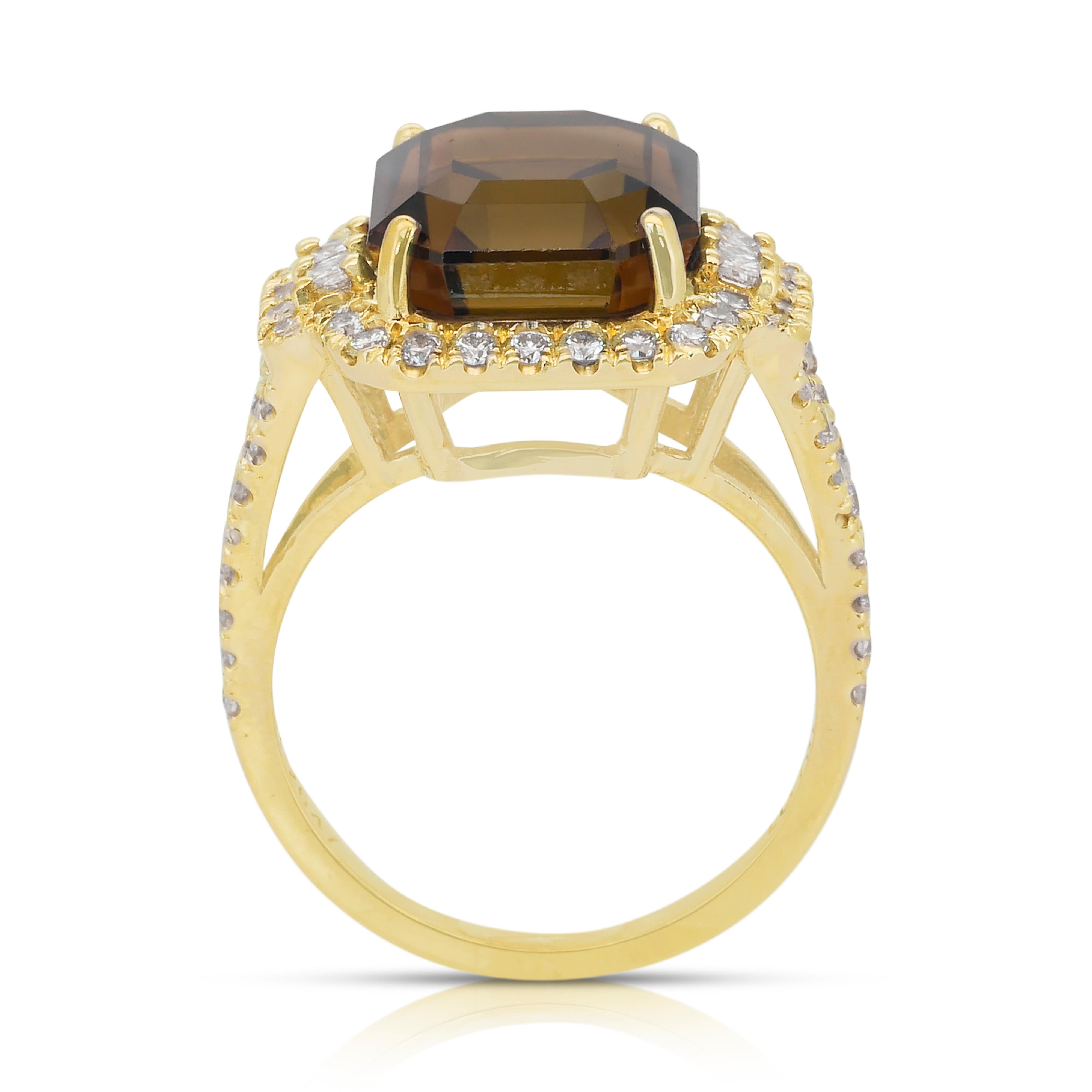 Captivant bague cocktail en or jaune 18 carats avec tourmaline de 8,88 carats et diamants en vente 3
