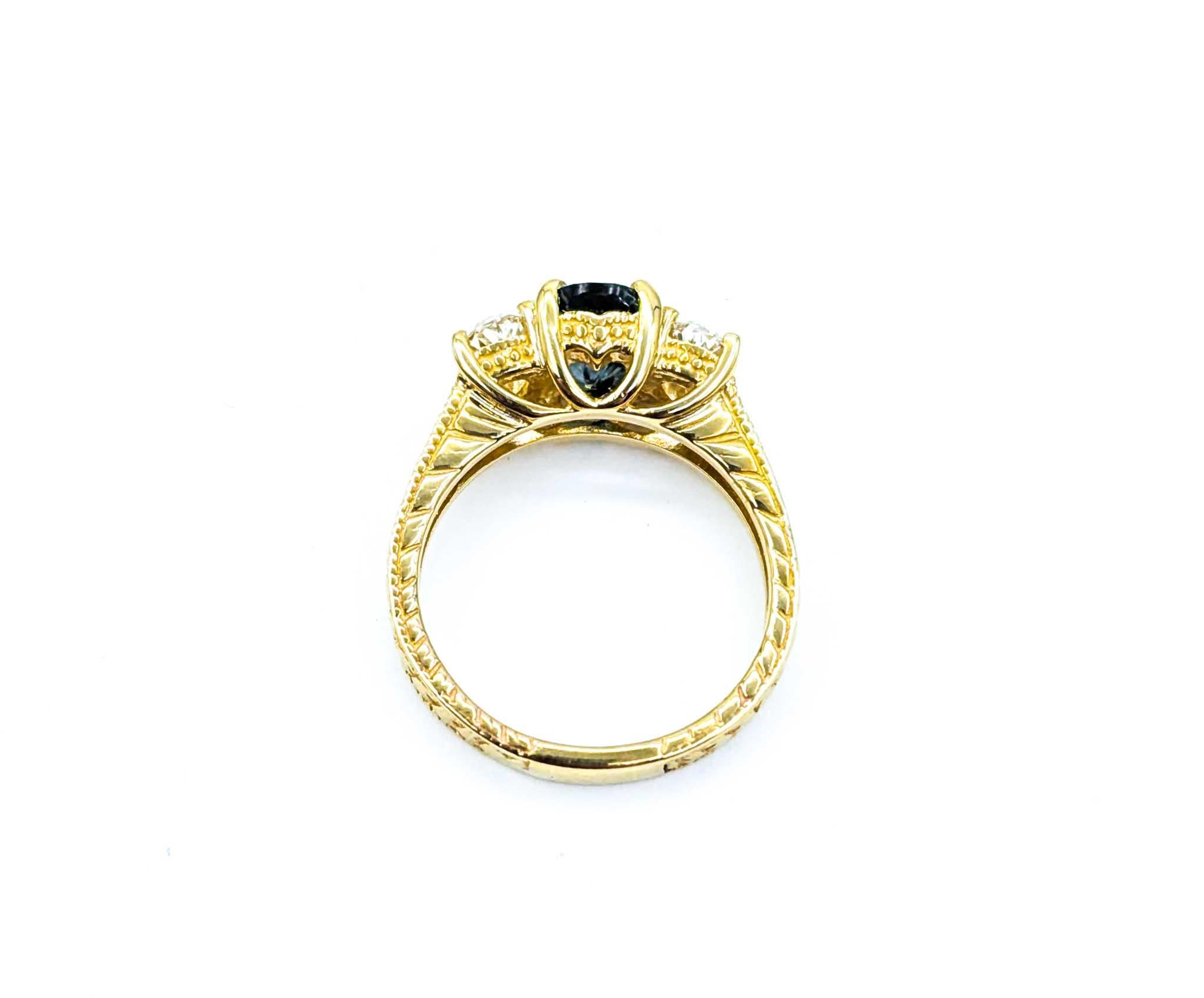 Captivating Alexandrite & Diamond Milgrain Ring in 14k Gold 1