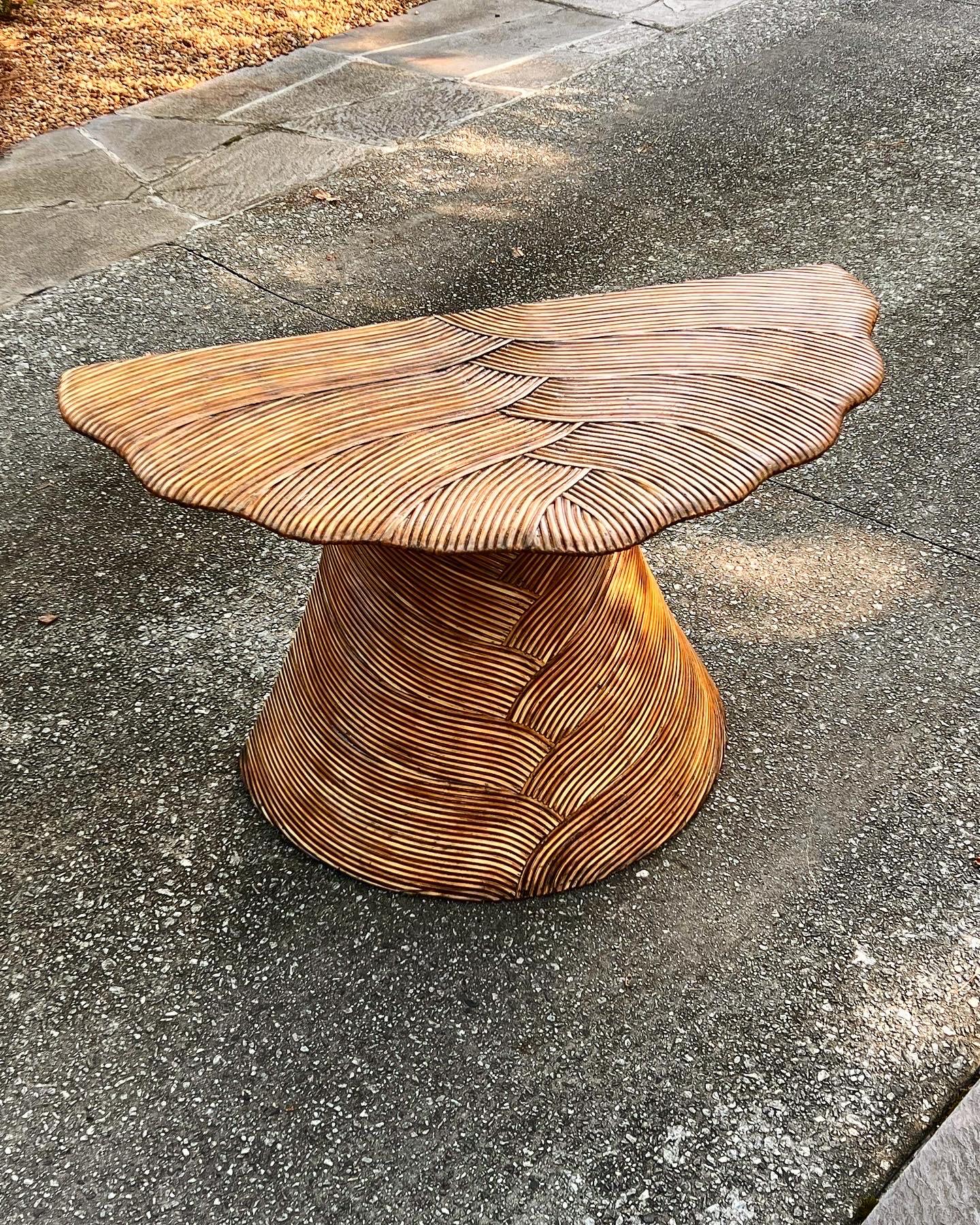 Captivating Art Nouveau Influenced Rattan Palm Frond Console by Betty Cobonpue In Excellent Condition For Sale In Atlanta, GA