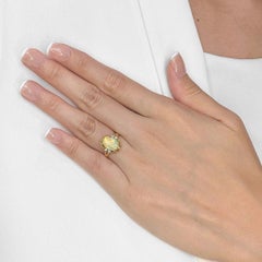 Captivating Blue Opal & 0.06ct Natural Diamond Ring in 20K Yellow Gold