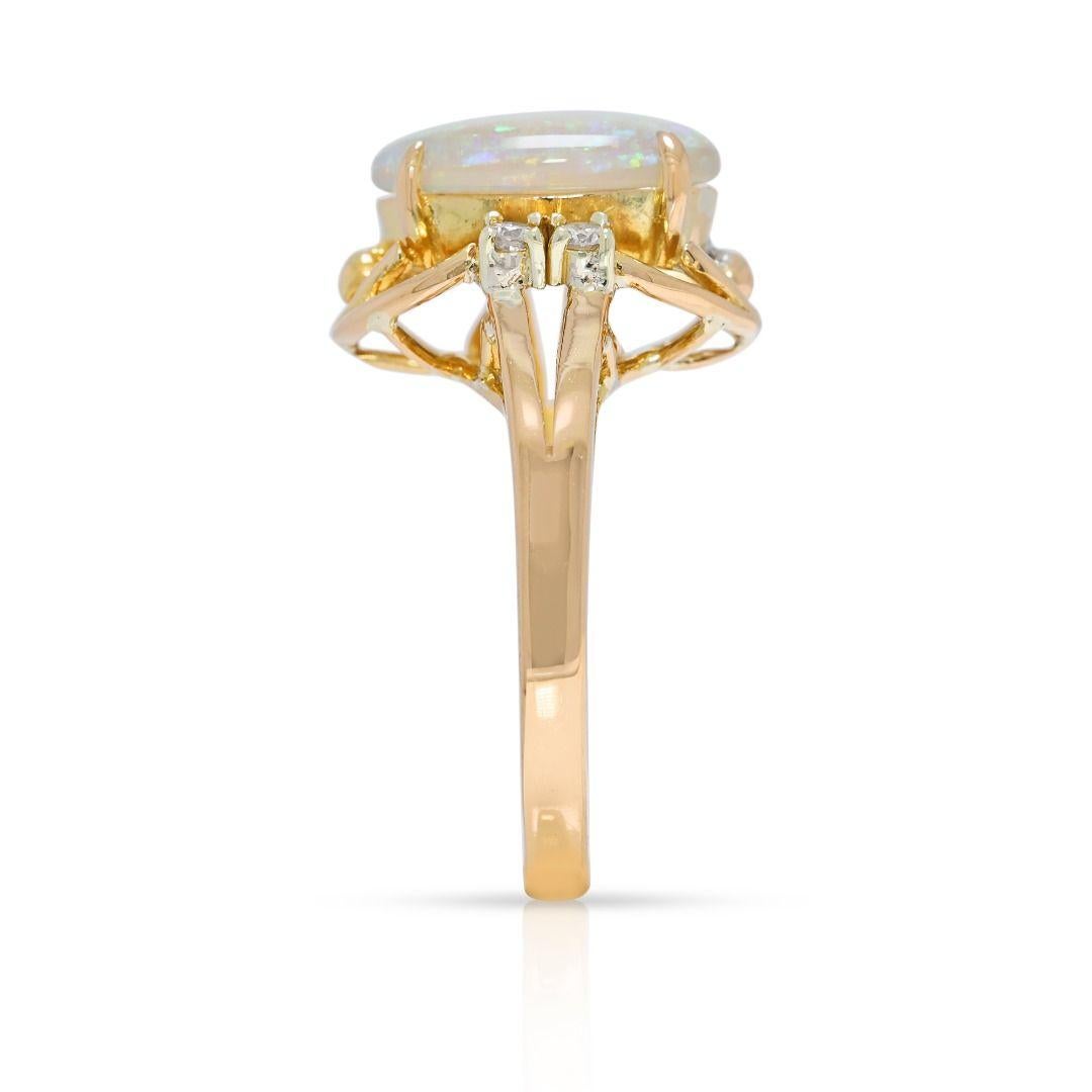 Captivating Blue Opal & 0.06ct Natural Diamond Ring in 20K Yellow Gold im Angebot 1