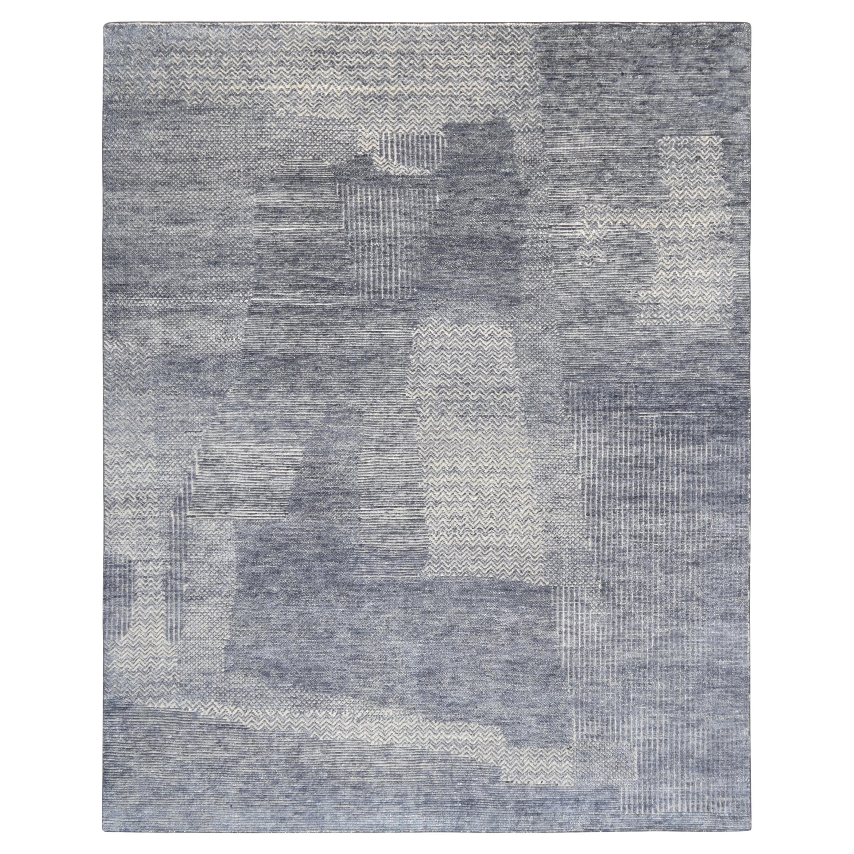 Captivating Blue Textured Wool Rug 8'x10'