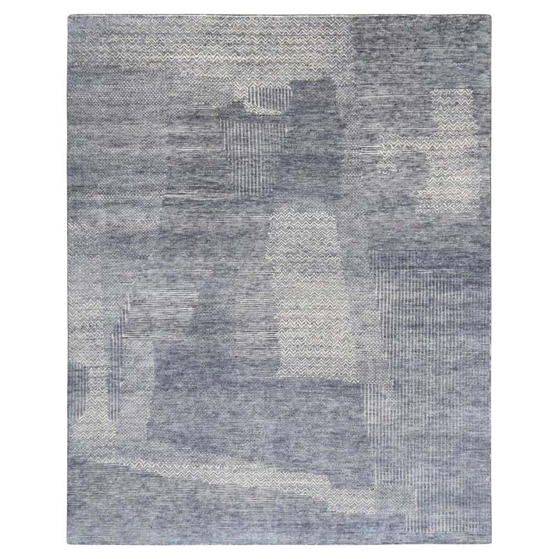 Natural Modern Felted Wool Rug Handmade In Ivory and Blue by Apadana ...