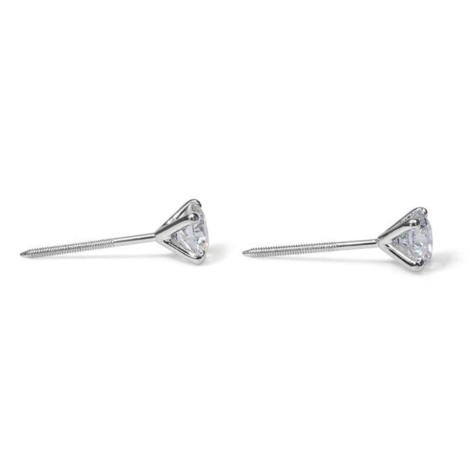 Captivating Brilliance: 2ct D VVS1 Round Brilliant Diamond Earrings In New Condition For Sale In רמת גן, IL