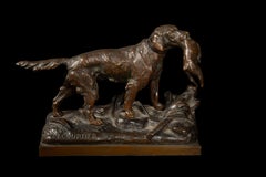 Bronze captivant : Chien de chasse avec harnais de Prosper LECOURTIER (1855-1924)