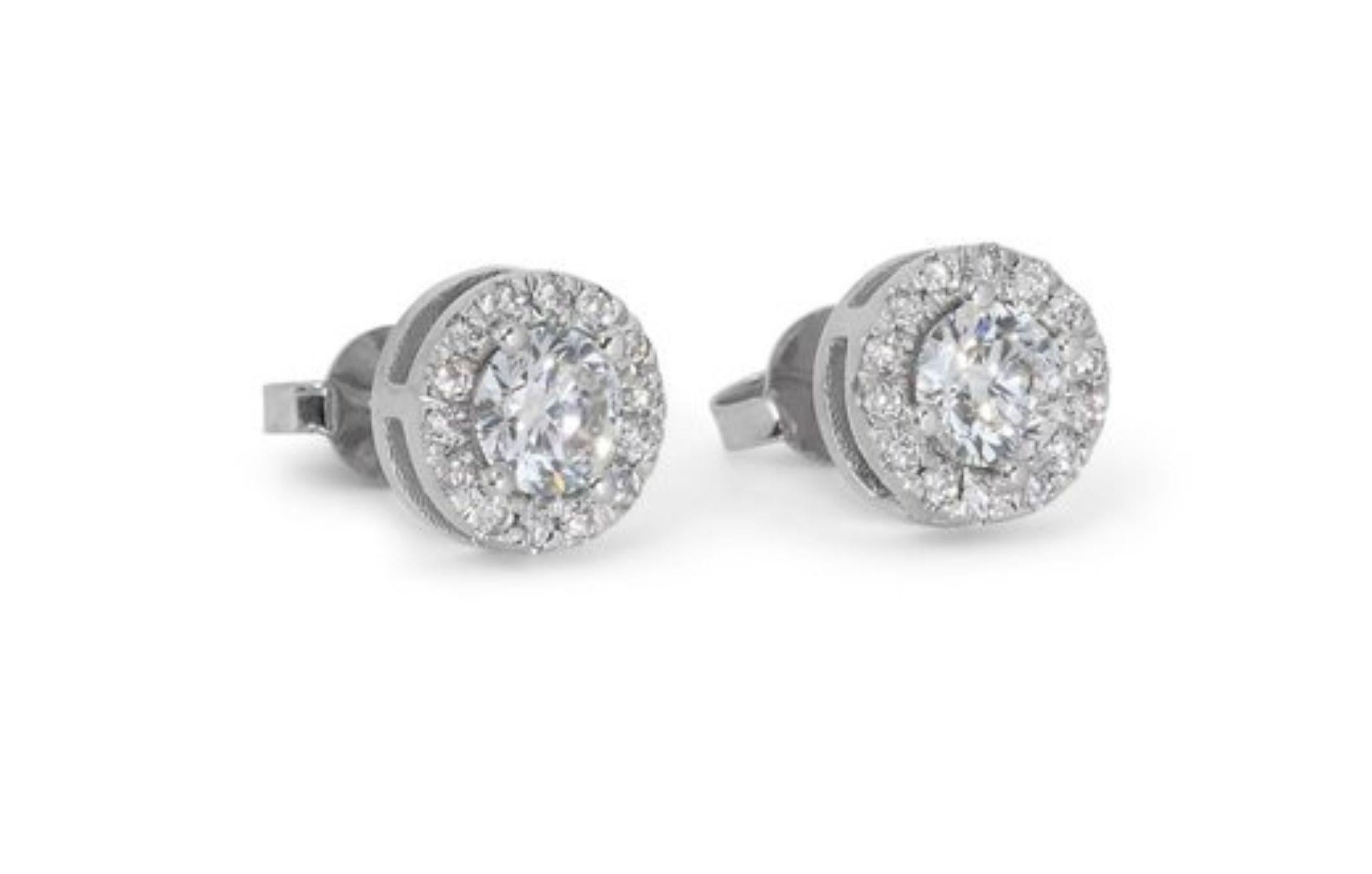 Round Cut Captivating Elegance: 1ct Diamond Earrings  For Sale