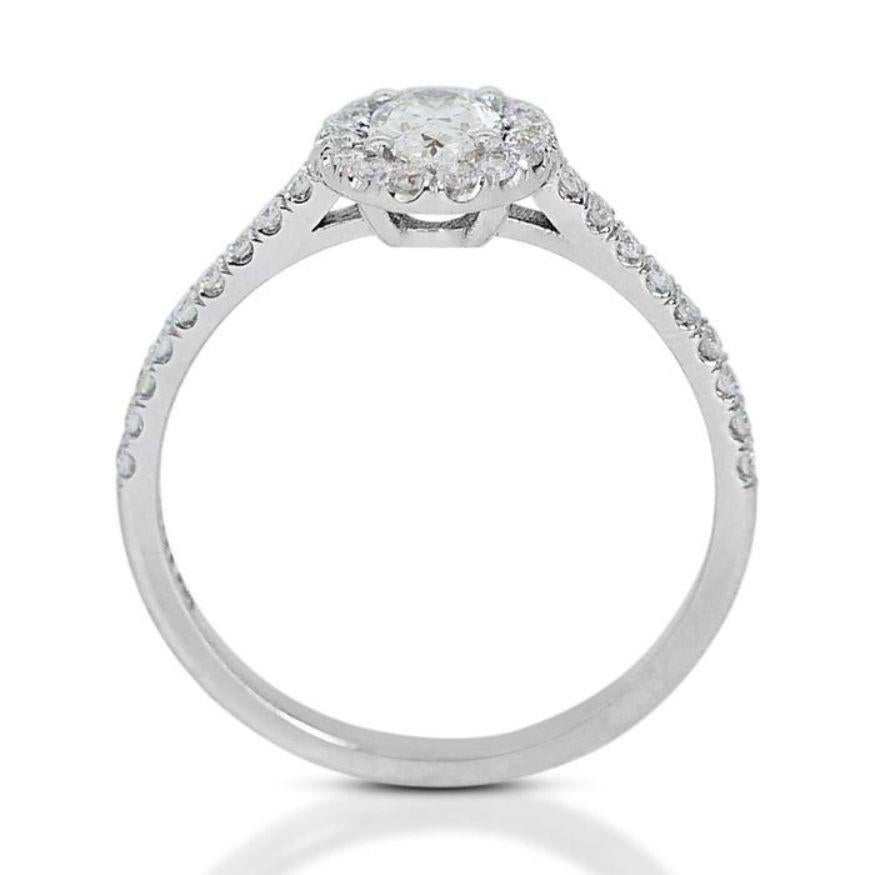 Captivating Halo Pave Diamond Ring set in 18K White Gold In New Condition In רמת גן, IL