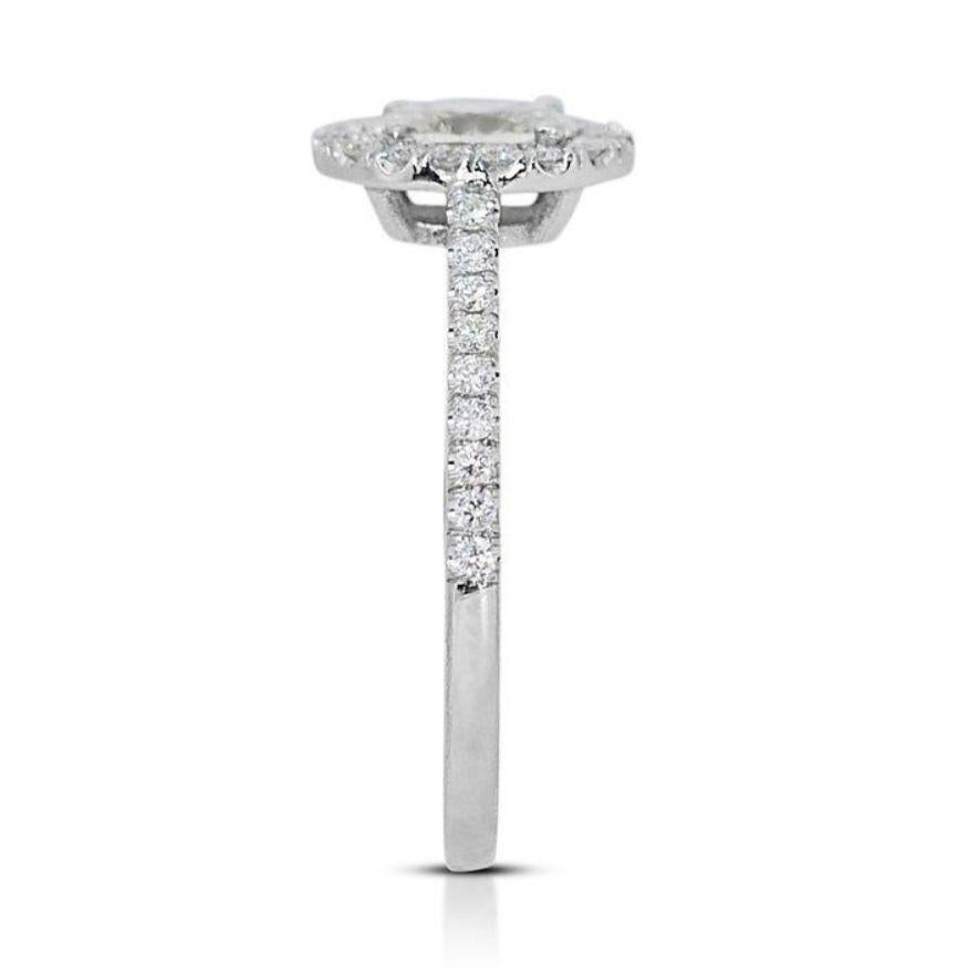 Women's Captivating Halo Pave Diamond Ring set in 18K White Gold