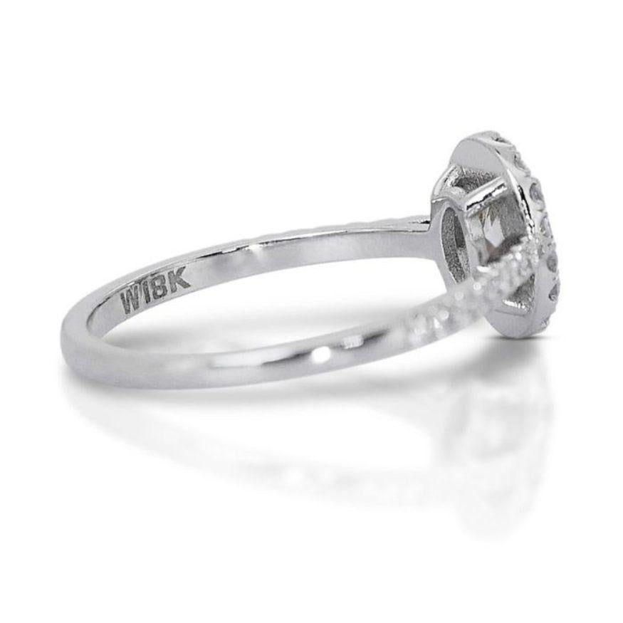 Captivating Halo Pave Diamond Ring set in 18K White Gold 1