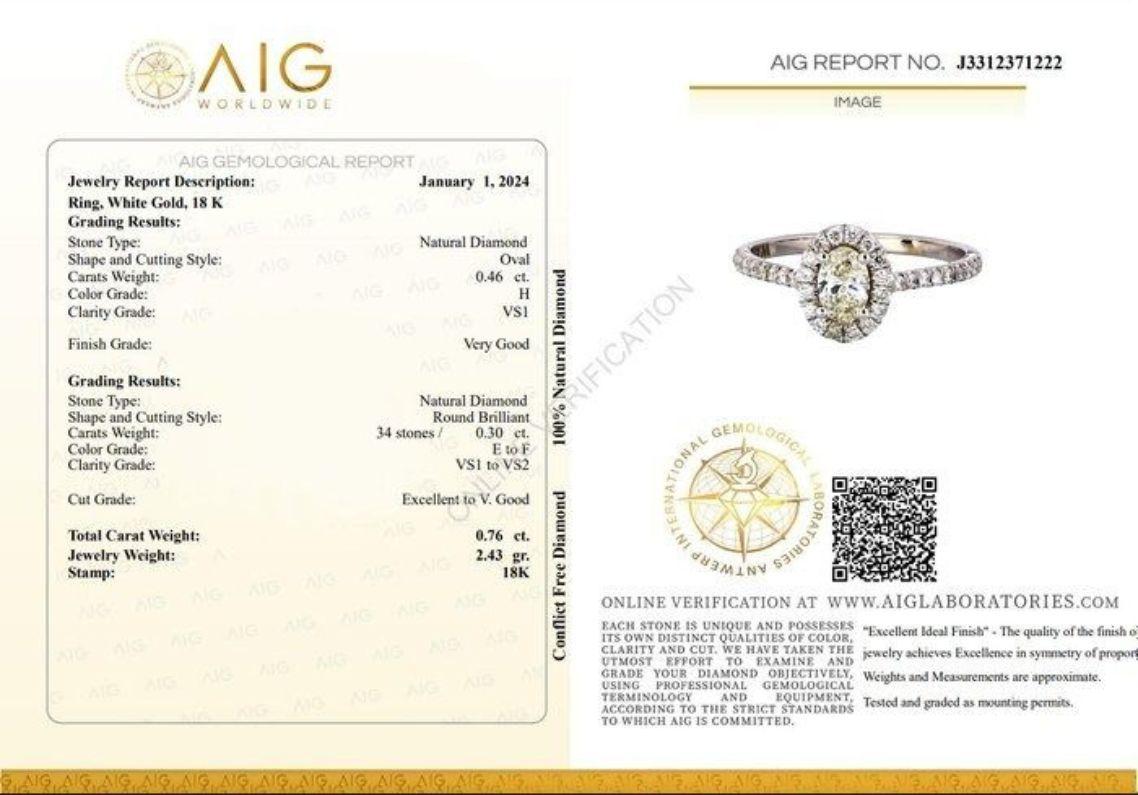 Captivating Halo Pave Diamond Ring set in 18K White Gold 2