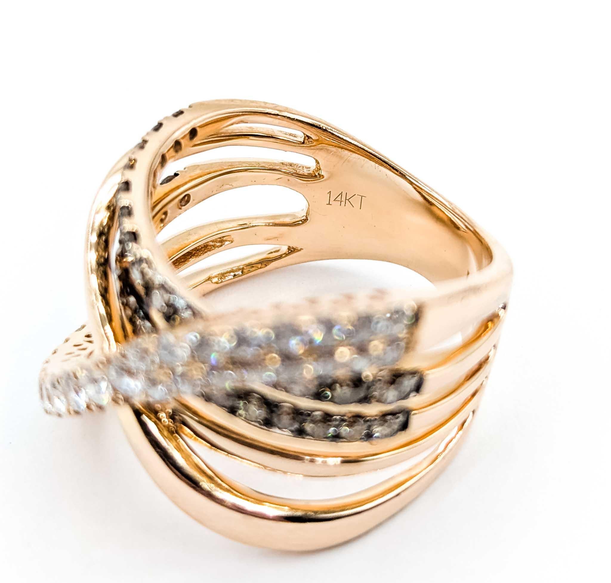 Accattivante anello LeVian con diamante in oro rosa 14k In condizioni ottime in vendita a Bloomington, MN