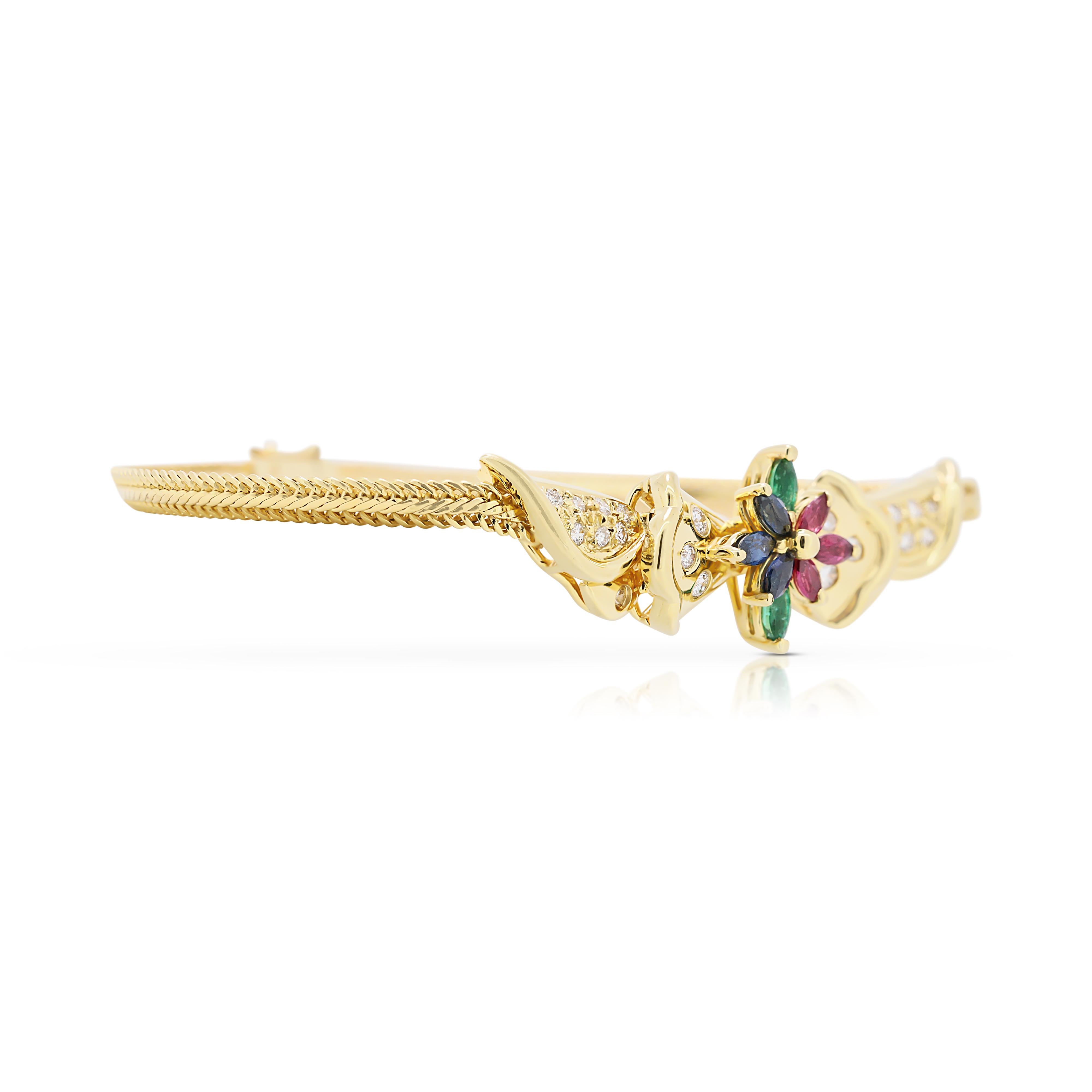 Bracelet captivant à plusieurs pierres précieuses et diamants en or jaune 18 carats Neuf - En vente à רמת גן, IL