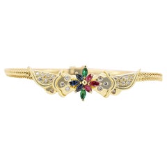 Captivating Multi-Gemstone Bracelet with Diamonds in 18K Yellow Gold