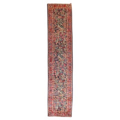 Zabihi Collection Captivating Navy Blue Persian Floral Runner