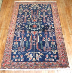 Captivating Navy Blue Persian Sarouk Rug